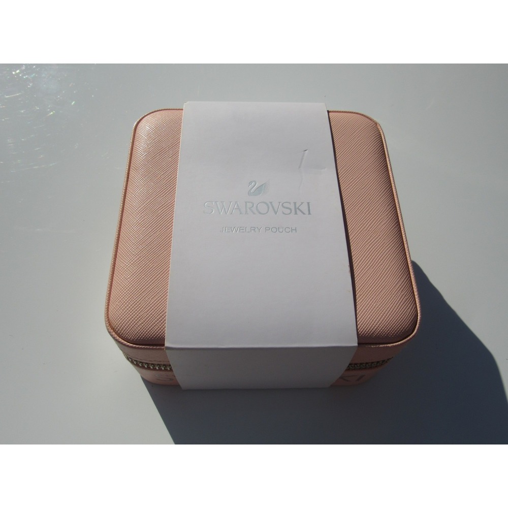Swarovski Pink Travel Jewelry Pouch‎ Box Organizer with Mirror & Zipper New
